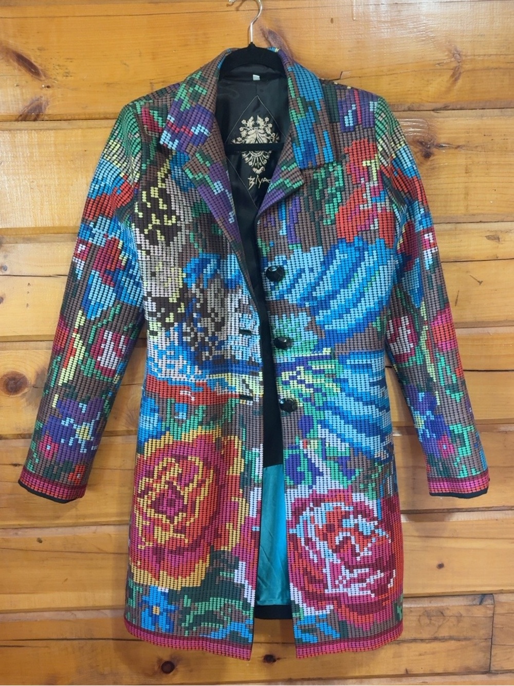 Byer California Multicolor Floral Mosaic Blazer Coat